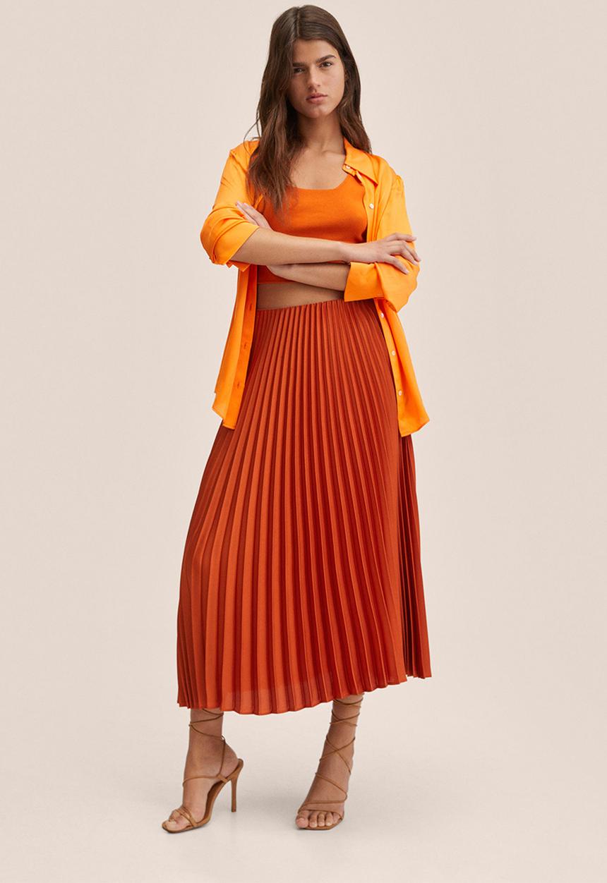 MANGO - Skirt plisado - orange