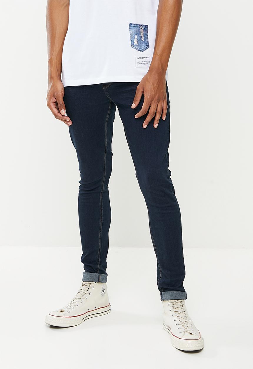 Cutty - Lyle Skinny Knitted Coated Denim Jean - Blue