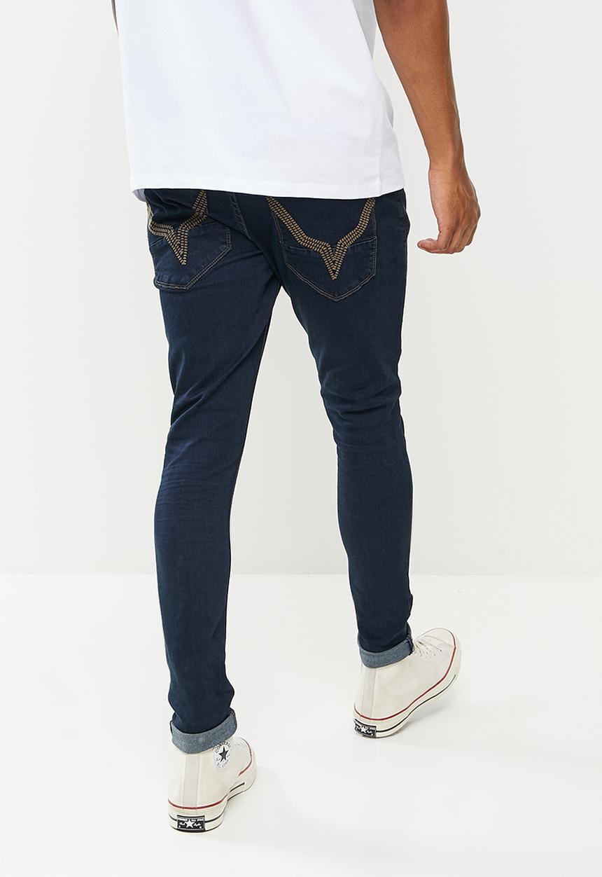 Cutty - Lyle Skinny Knitted Coated Denim Jean - Blue