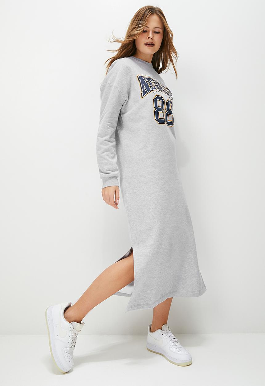 Blake - Midi sweater dress printed - grey melange