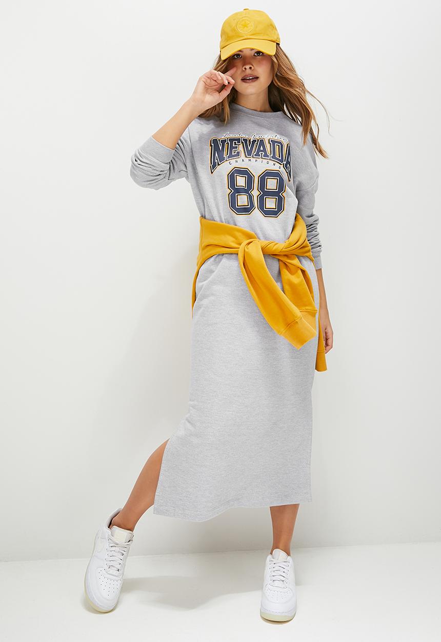 Blake - Midi sweater dress printed - grey melange