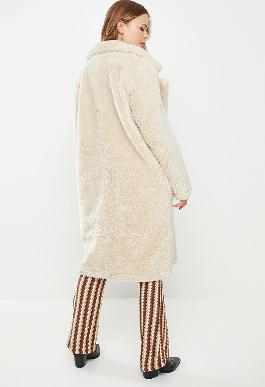 Cotton On - Longline teddy coat - cream