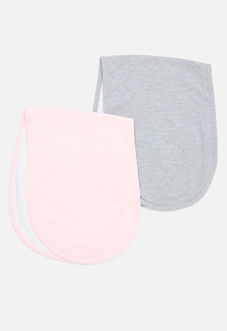 Pop Candy - Girls 2 pack burping cloths - grey/pink