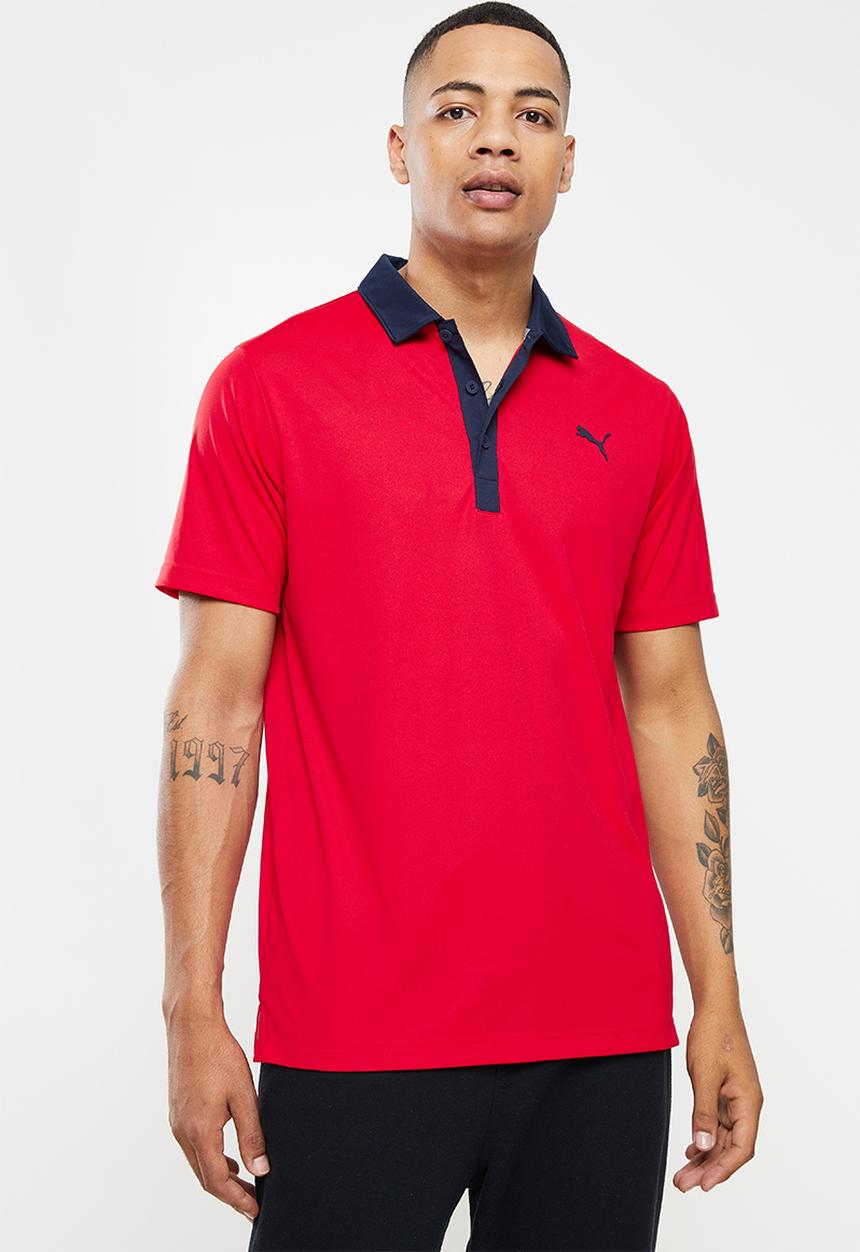 PUMA - Gamer Golf Polo - Red/Navy blazer