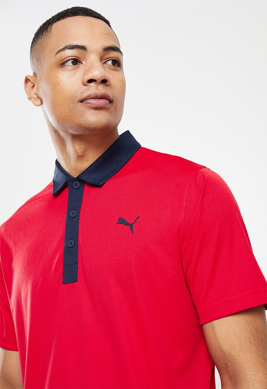 PUMA - Gamer Golf Polo - Red/Navy blazer