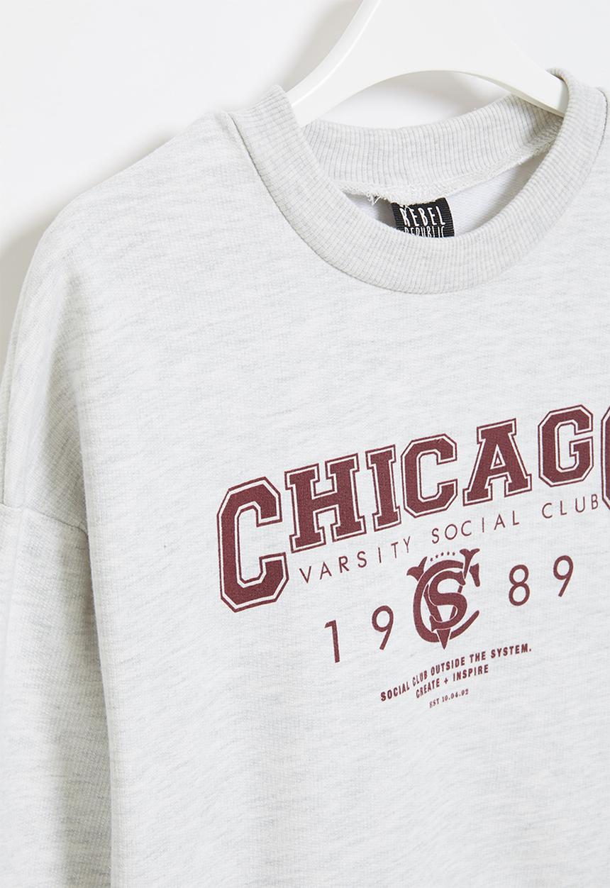 Rebel Republic - Printed sweat top - mauve & grey 