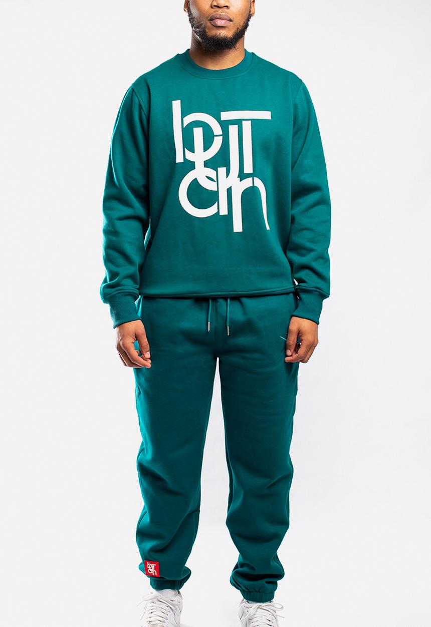 Butan - Classic connections crewneck sweater - dark teal