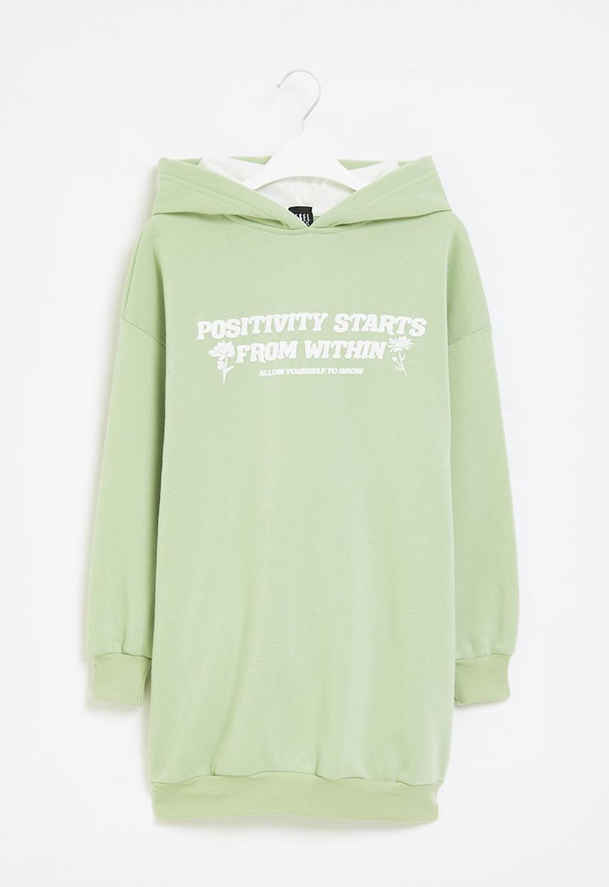 Superbalist - Hooded fleece dress - mint