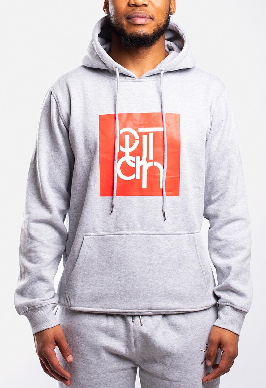 Butan - Classic connections box logo hoodie - grey melange