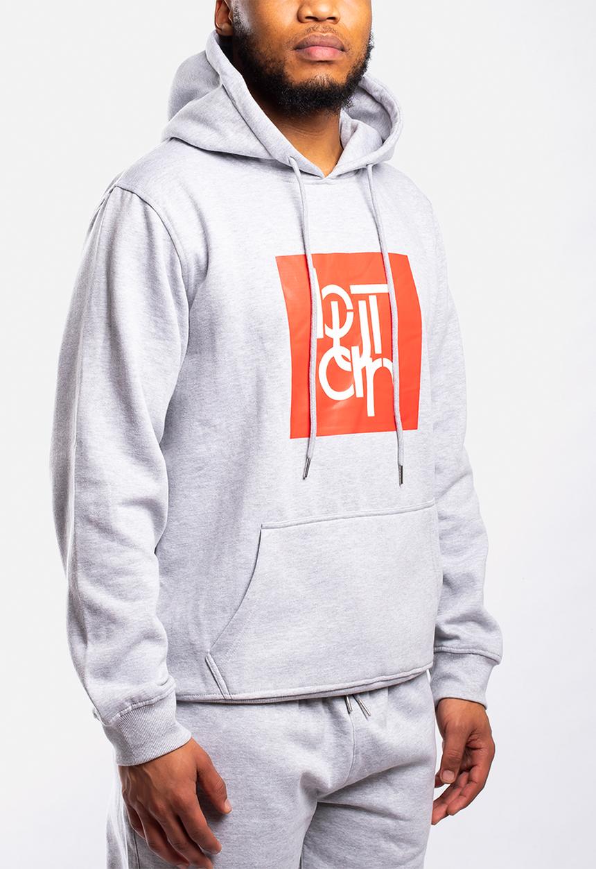 Butan - Classic connections box logo hoodie - grey melange