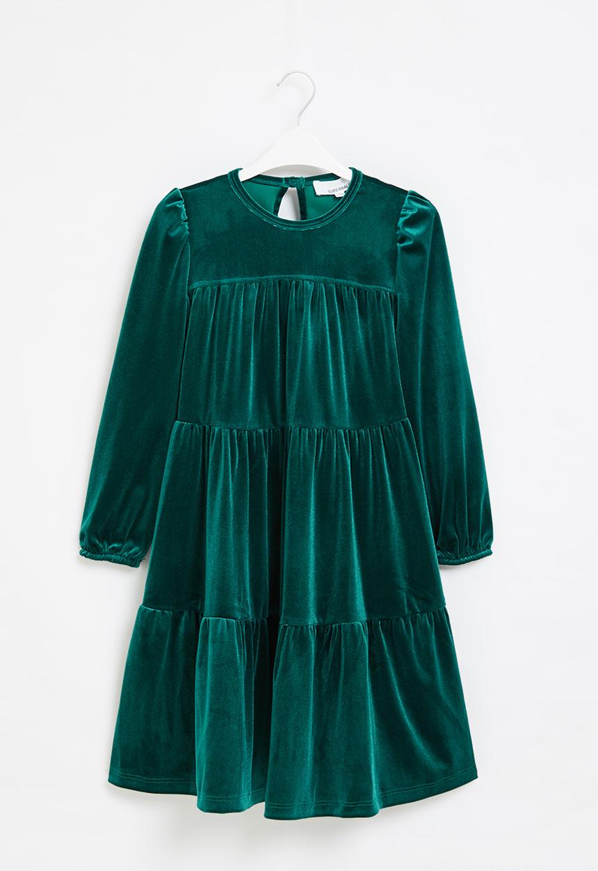 Superbalist - Tiered velour dress - teal
