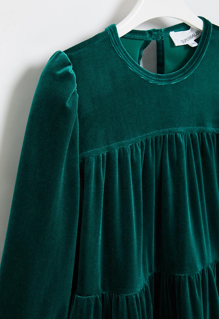 Superbalist - Tiered velour dress - teal