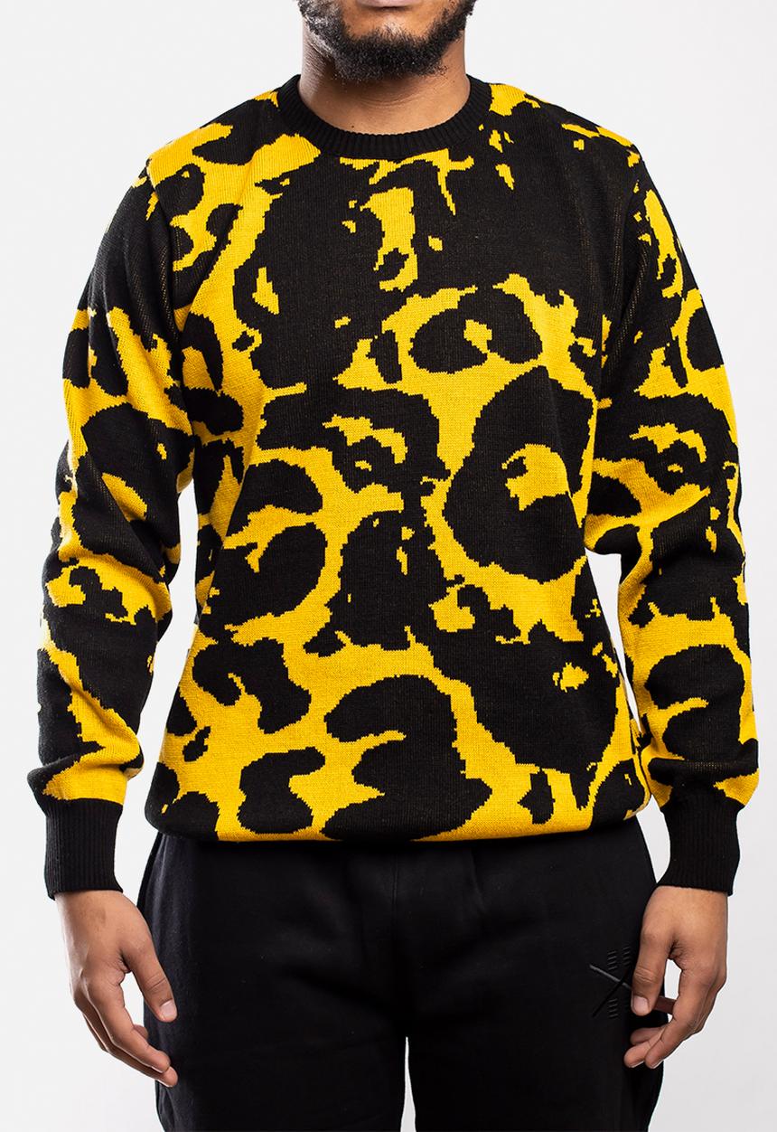 Butan - Acid leopard knitted jersey - yellow & black
