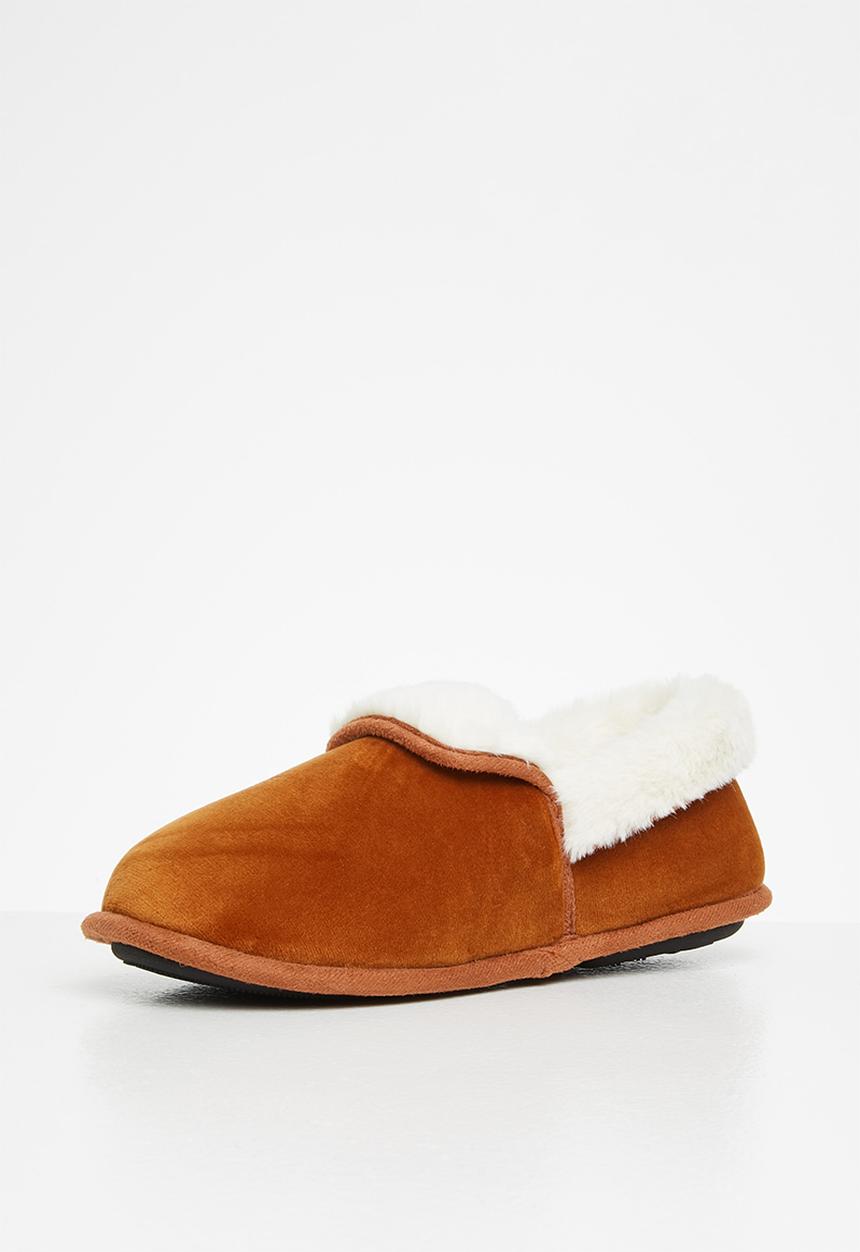 Hush Puppies - Lua slipper - amber brown stretchy velour