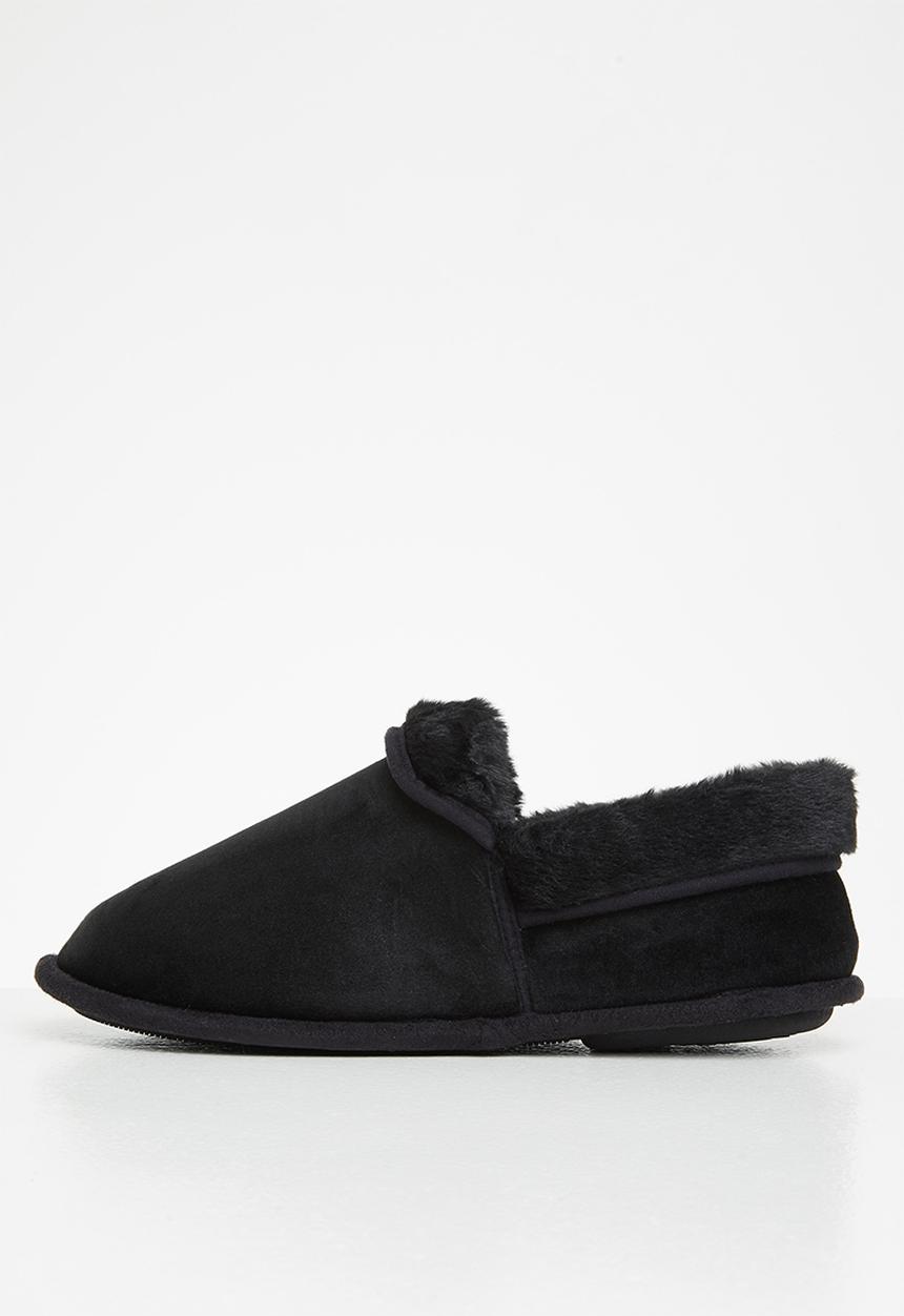 Hush Puppies - Lua slipper - black stretchy velour