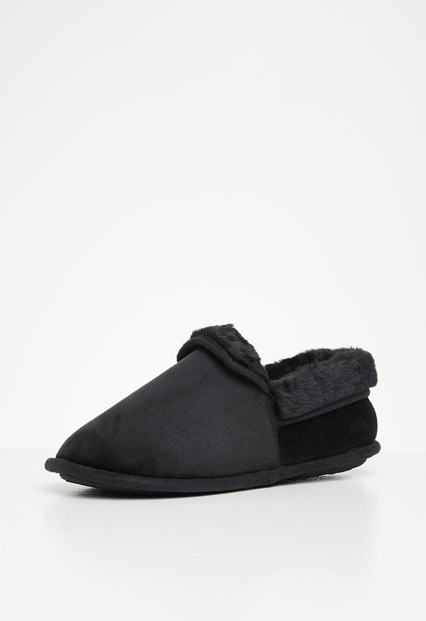 Hush Puppies - Lua slipper - black stretchy velour
