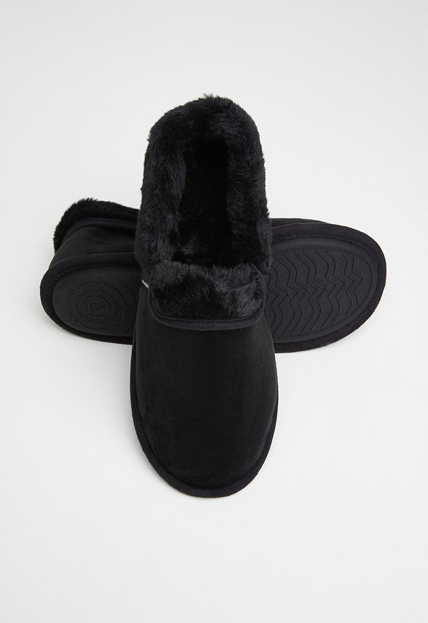 Hush Puppies - Lua slipper - black stretchy velour