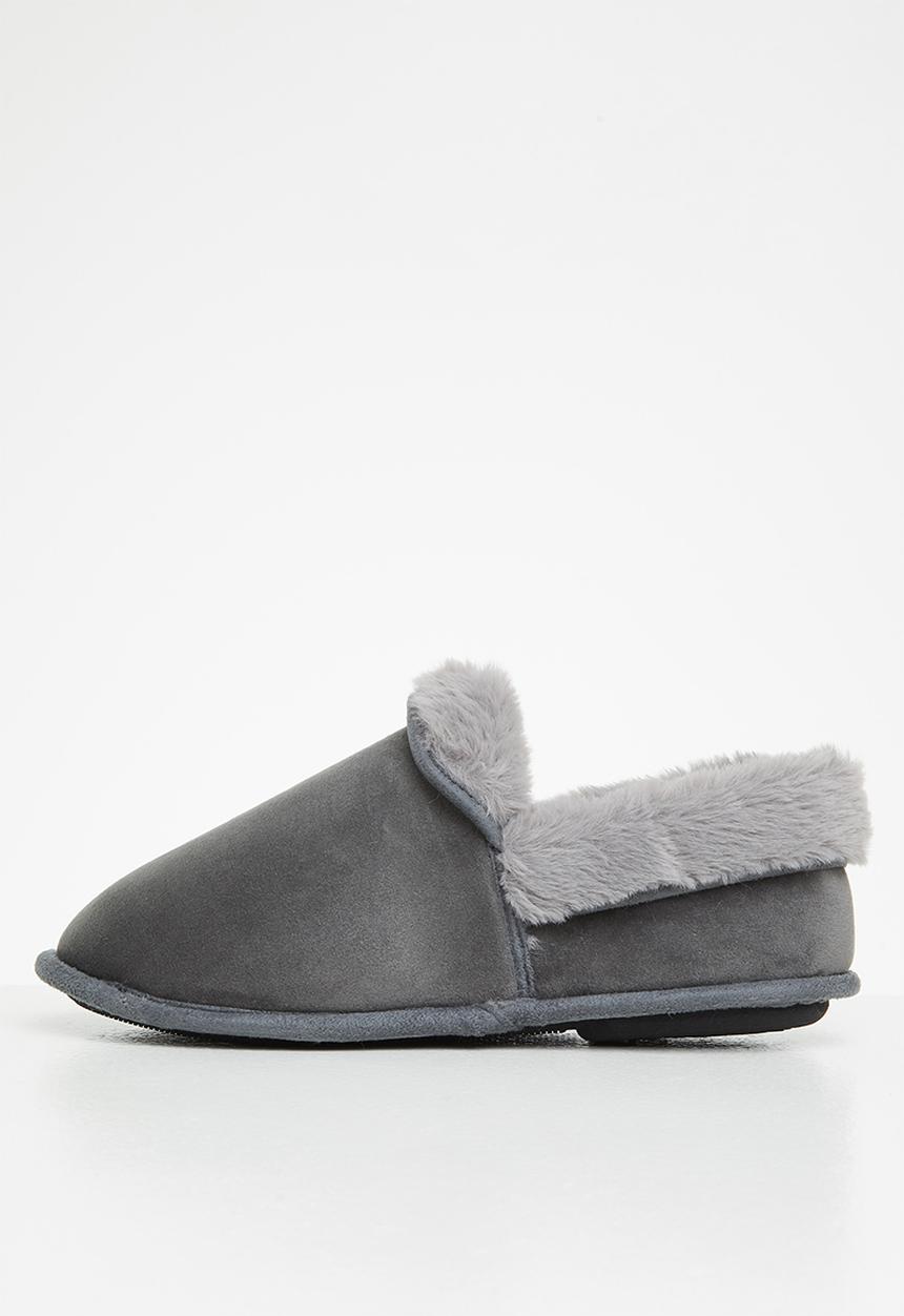Hush Puppies - Lua slipper - grey stretchy velour