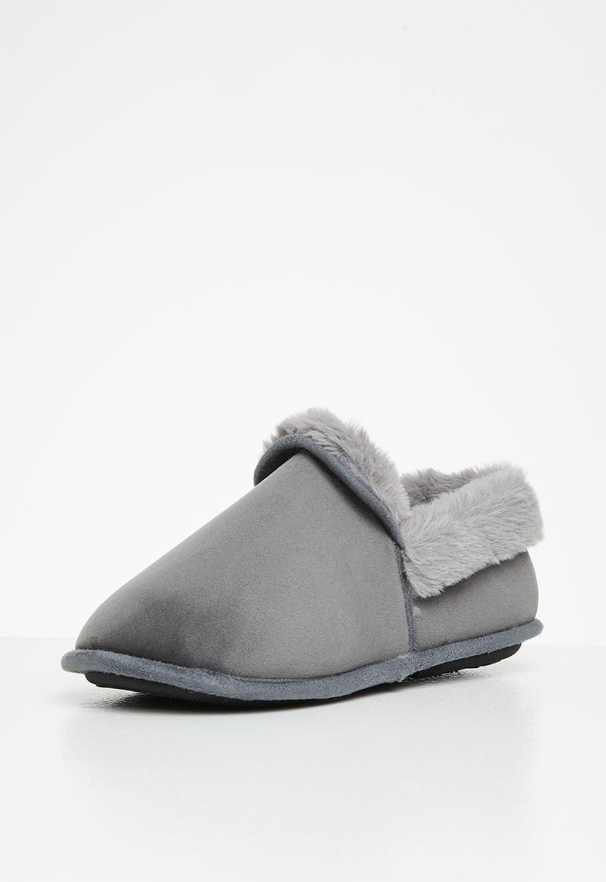 Hush Puppies - Lua slipper - grey stretchy velour