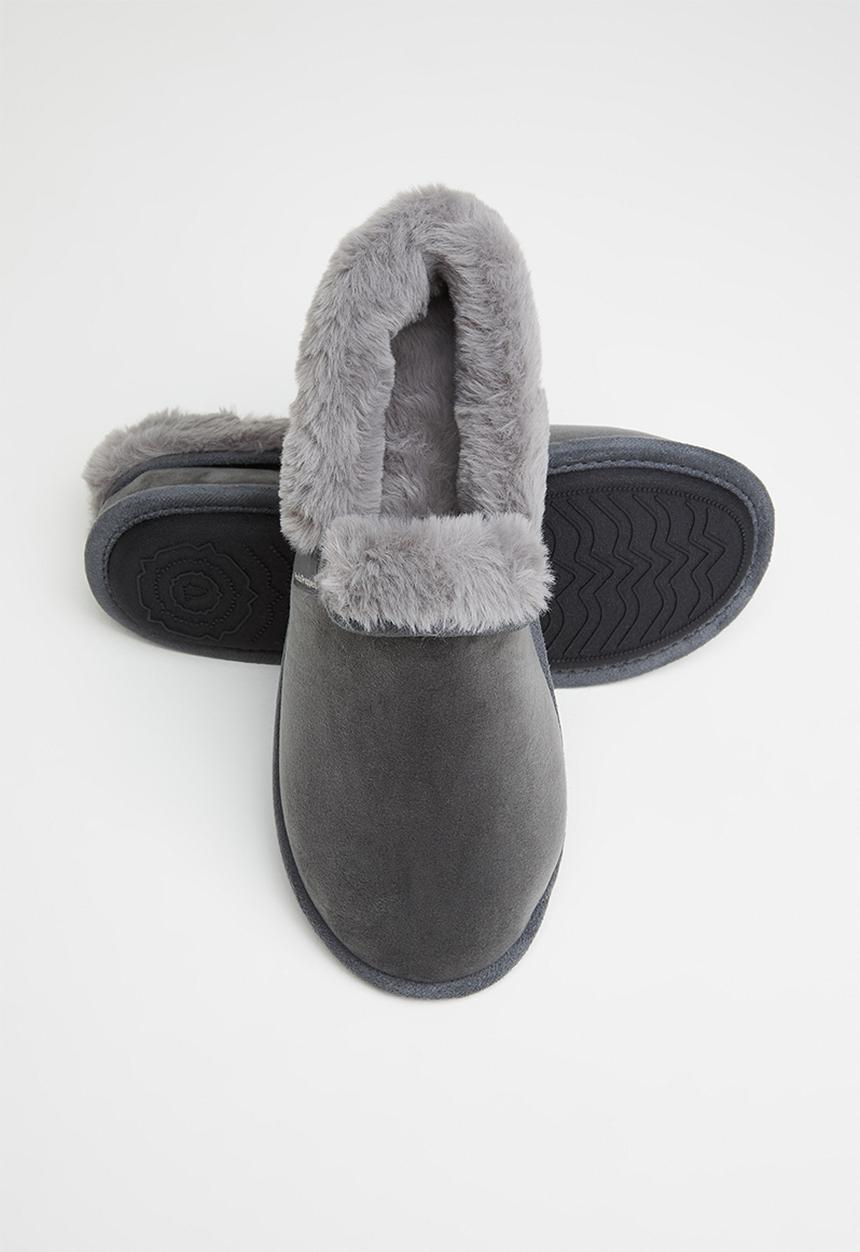 Hush Puppies - Lua slipper - grey stretchy velour