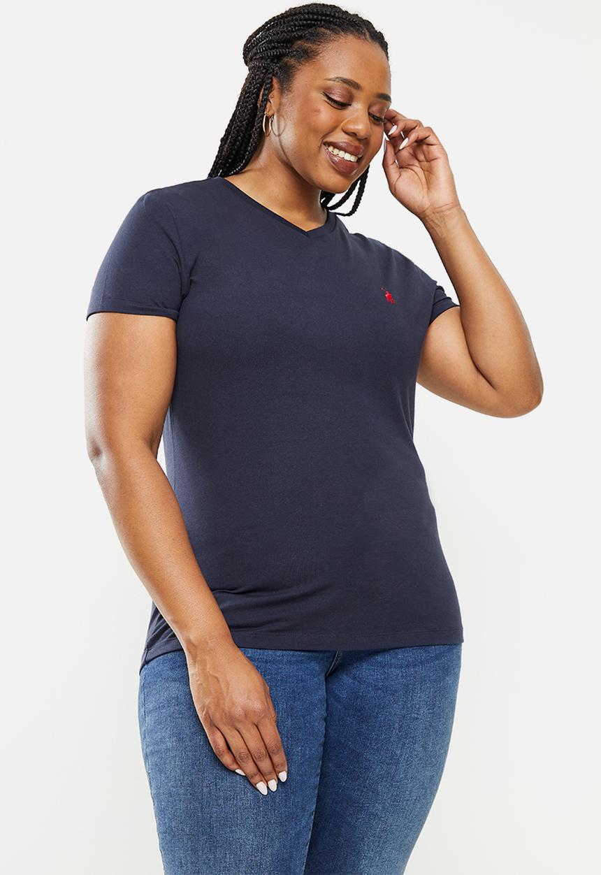 POLO - Plus women kelly short sleeve vneck stretch t-shirt - navy