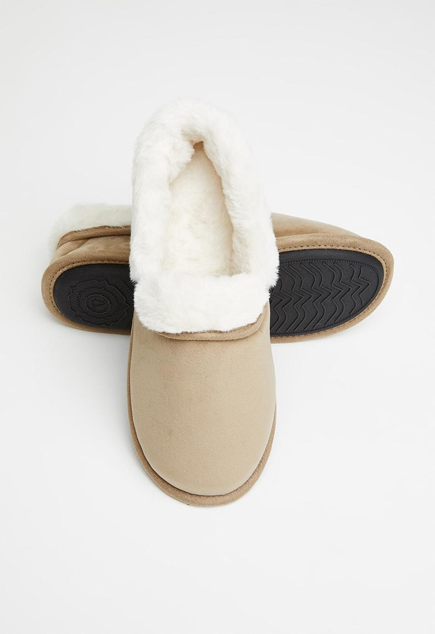 Hush Puppies - Lua slipper - tan stretchy velour
