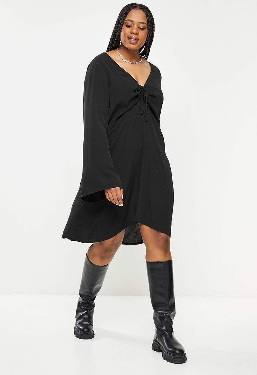 Cotton On - Curve violet long sleeve mini dress - black