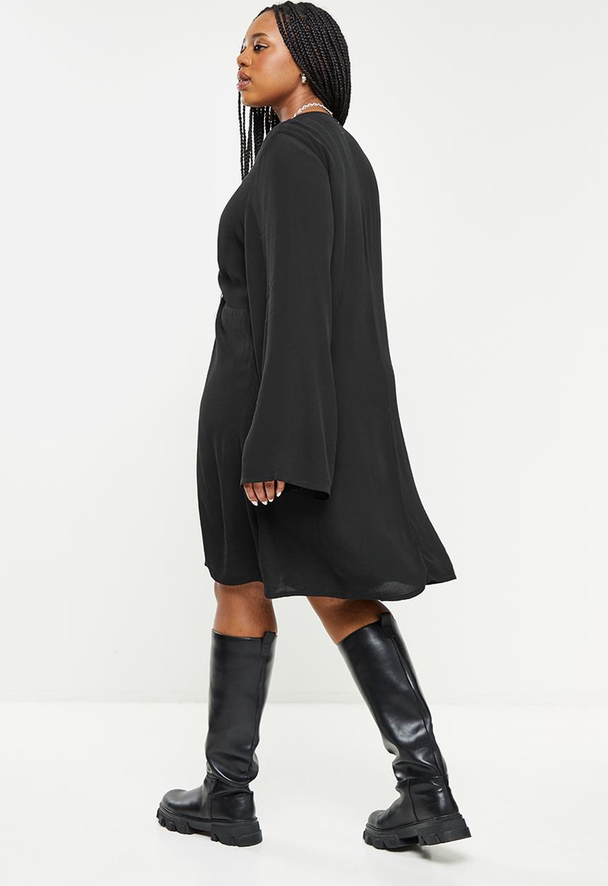 Cotton On - Curve violet long sleeve mini dress - black