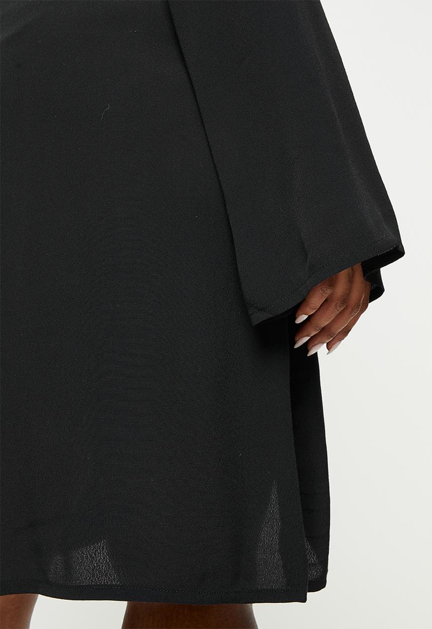 Cotton On - Curve violet long sleeve mini dress - black