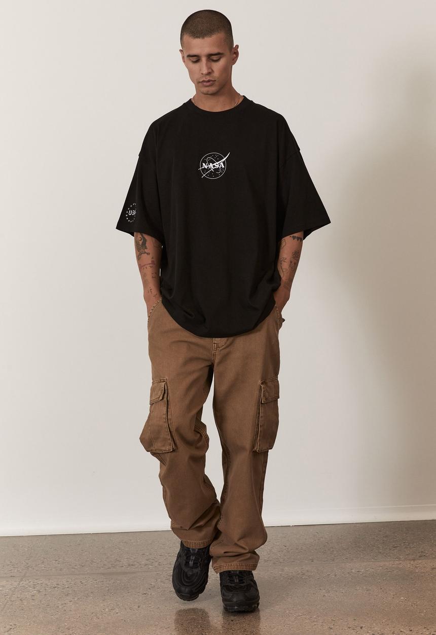 Factorie - Oversized nasa t shirt - lcn nas black white nasa emb
