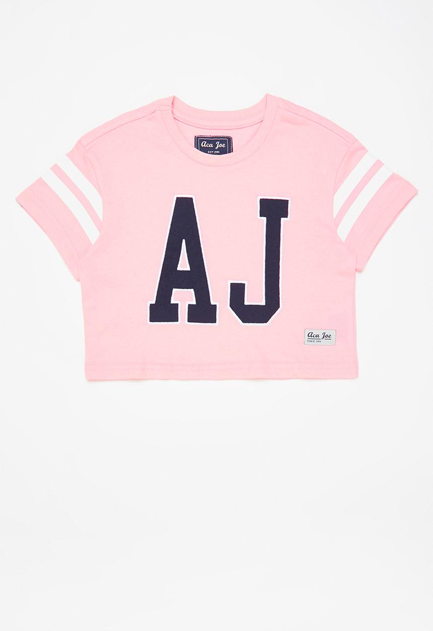 Aca Joe - Aca joe embroidered applique cropped boxy tee - pink