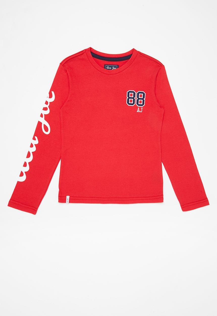 Aca Joe - Aca joe print & embroidered core crew tee - very berry