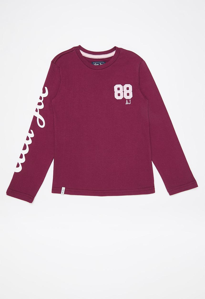 Aca Joe - Aca joe print & embroidered core crew tee - deep purple