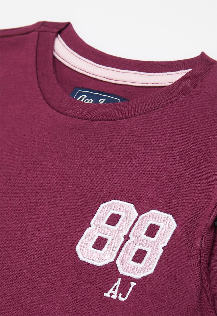 Aca Joe - Aca joe print & embroidered core crew tee - deep purple