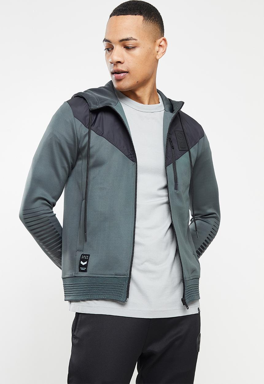 S.P.C.C - Dunlap regular fit zip through hoodie  - charcoal