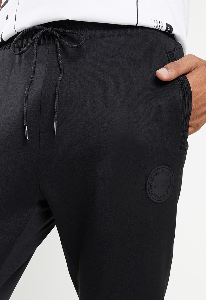 S.P.C.C - Corbin regular fit elasticated track pants  - black
