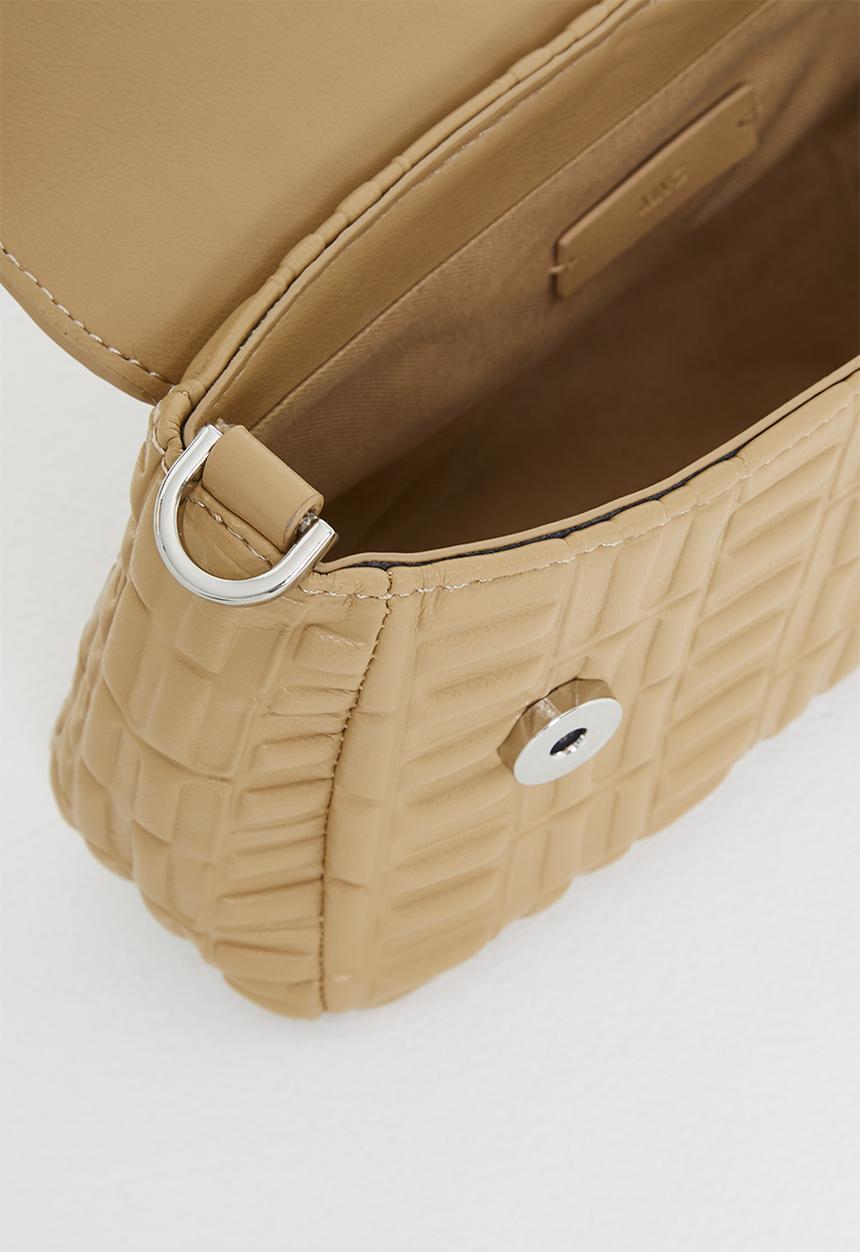 MANGO - Textured bag with flap - brown
