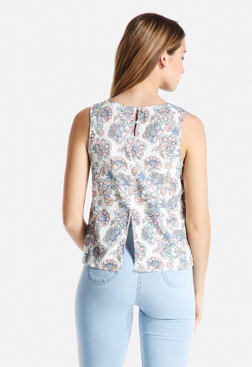 New Look - Vanetta Folk Split Back Shell Top