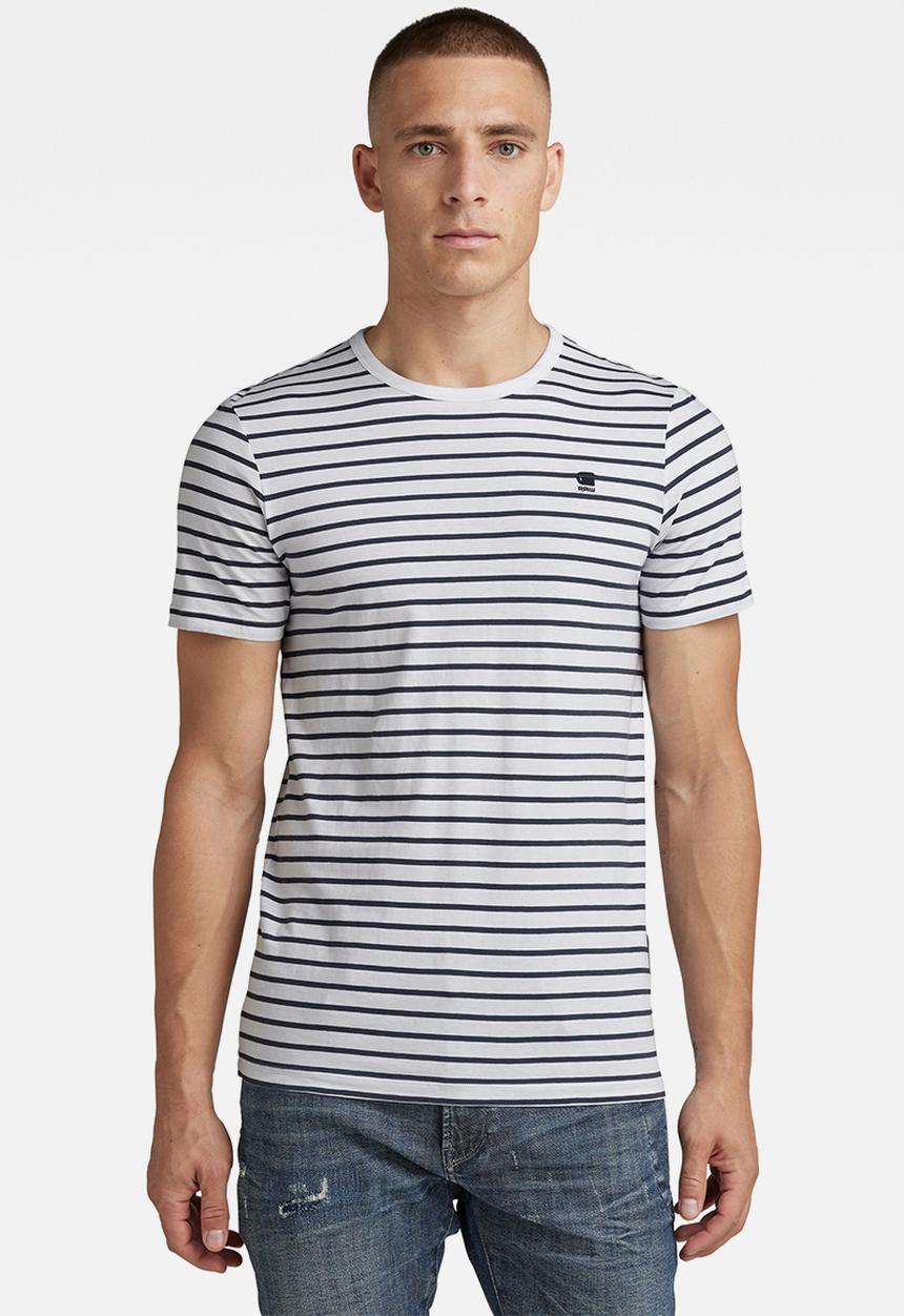 G-STAR - Stripe slim r t - white & fantem blue stripe