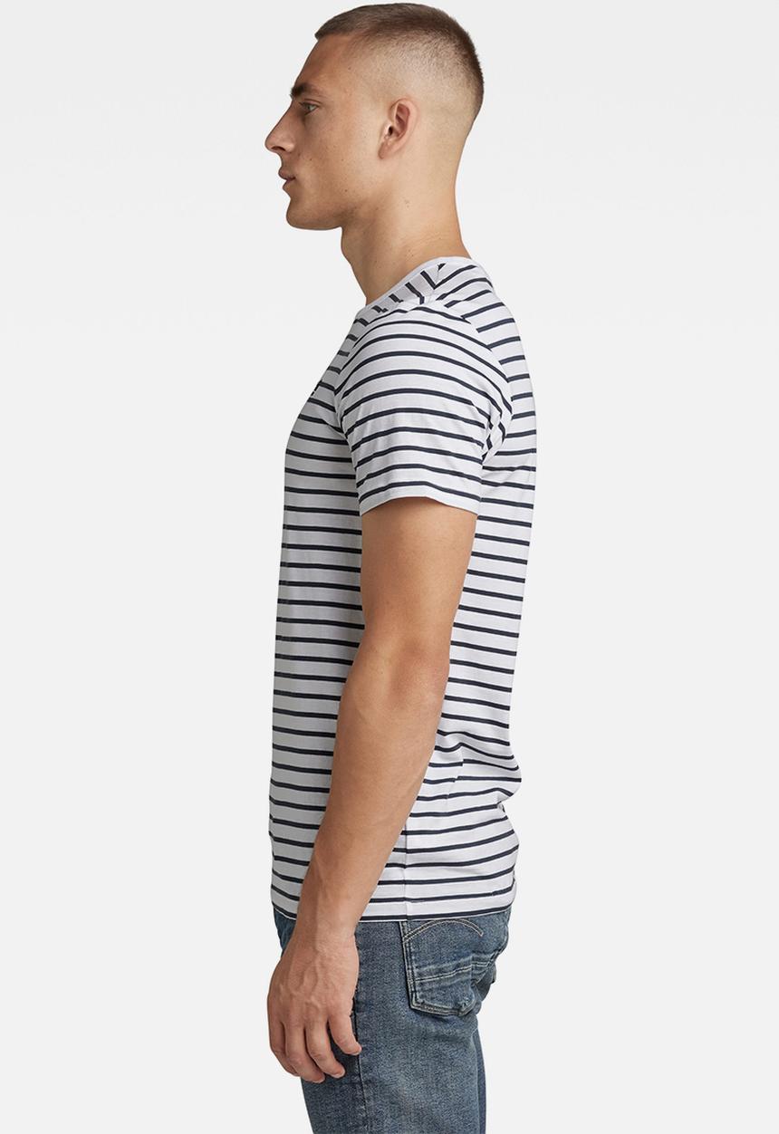 G-STAR - Stripe slim r t - white & fantem blue stripe