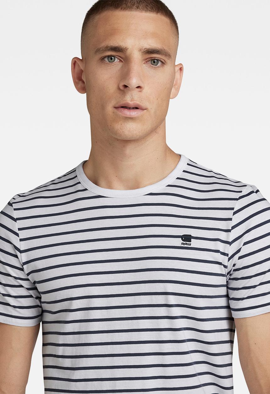 G-STAR - Stripe slim r t - white & fantem blue stripe