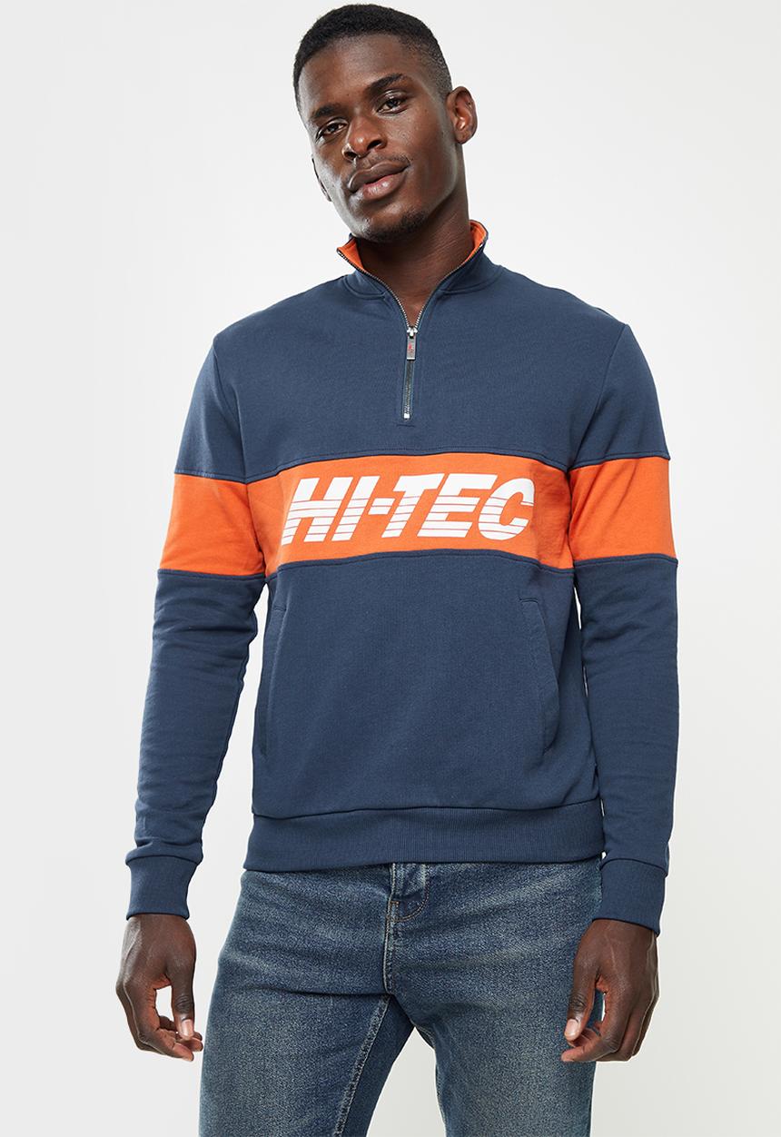Hi-Tec - Men's heritage 1/4 zip top - midnight navy/hawaiian sunset