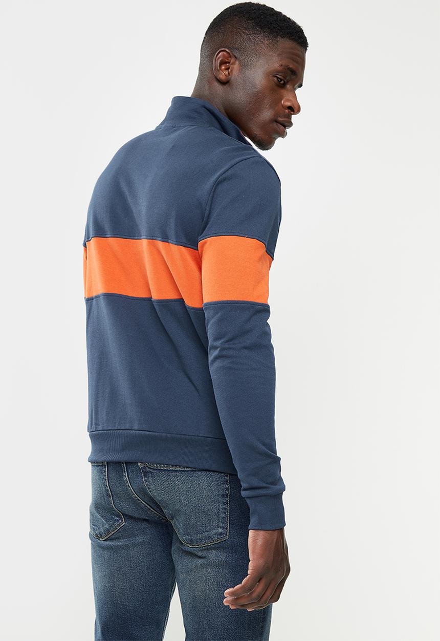 Hi-Tec - Men's heritage 1/4 zip top - midnight navy/hawaiian sunset