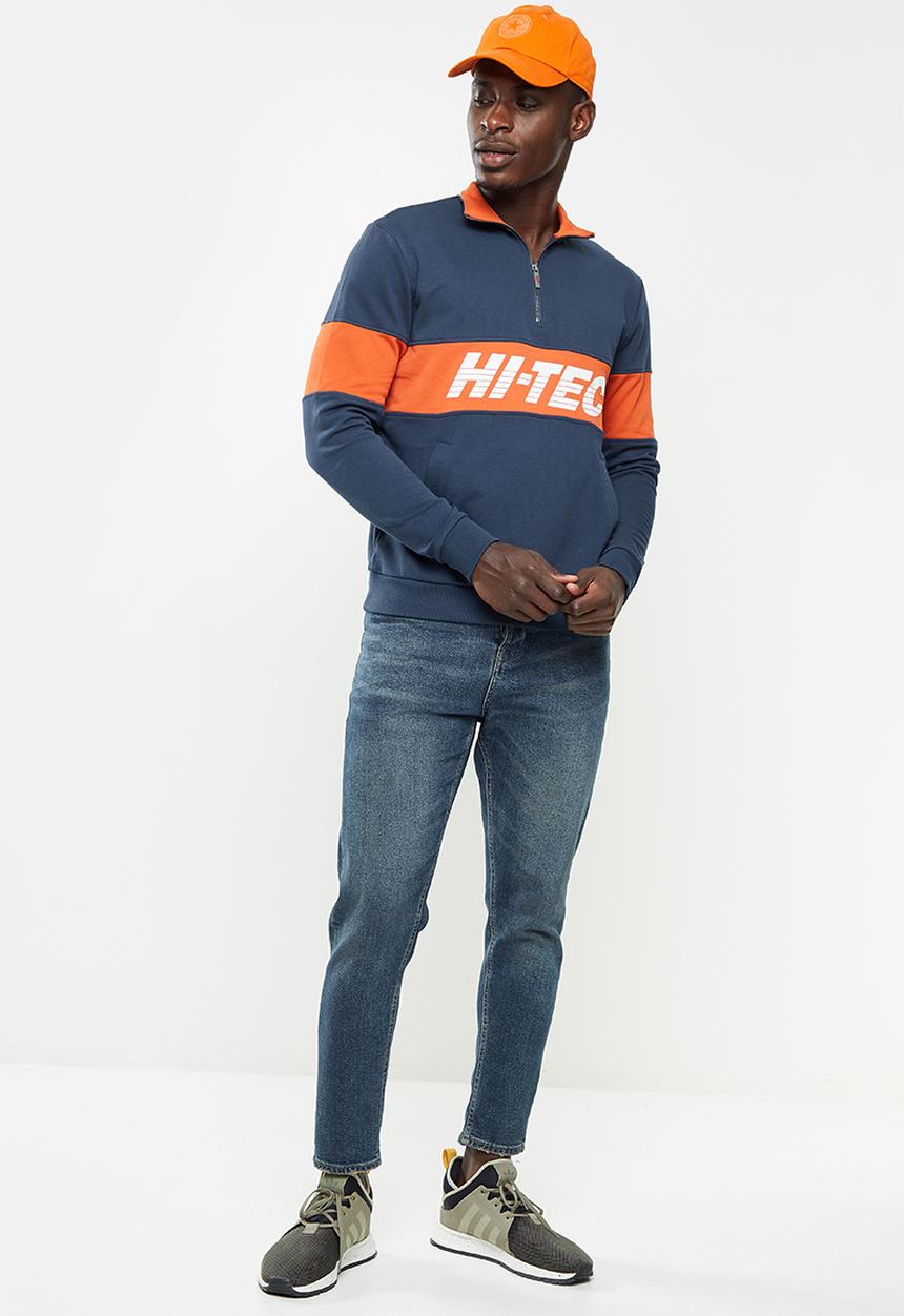 Hi-Tec - Men's heritage 1/4 zip top - midnight navy/hawaiian sunset
