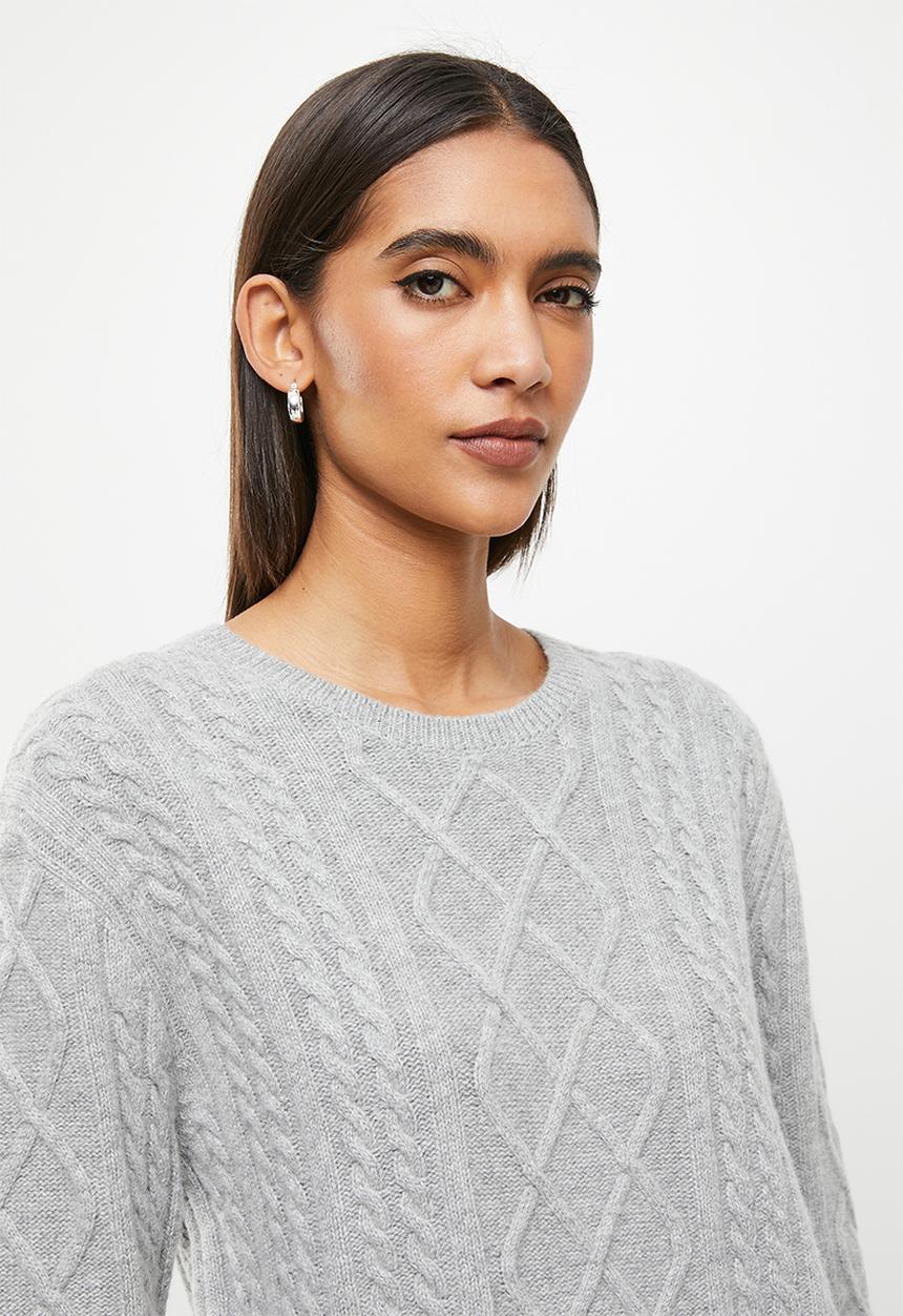 Superdry. - Premium cable crew - grey 