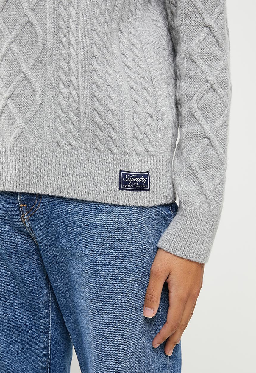 Superdry. - Premium cable crew - grey 