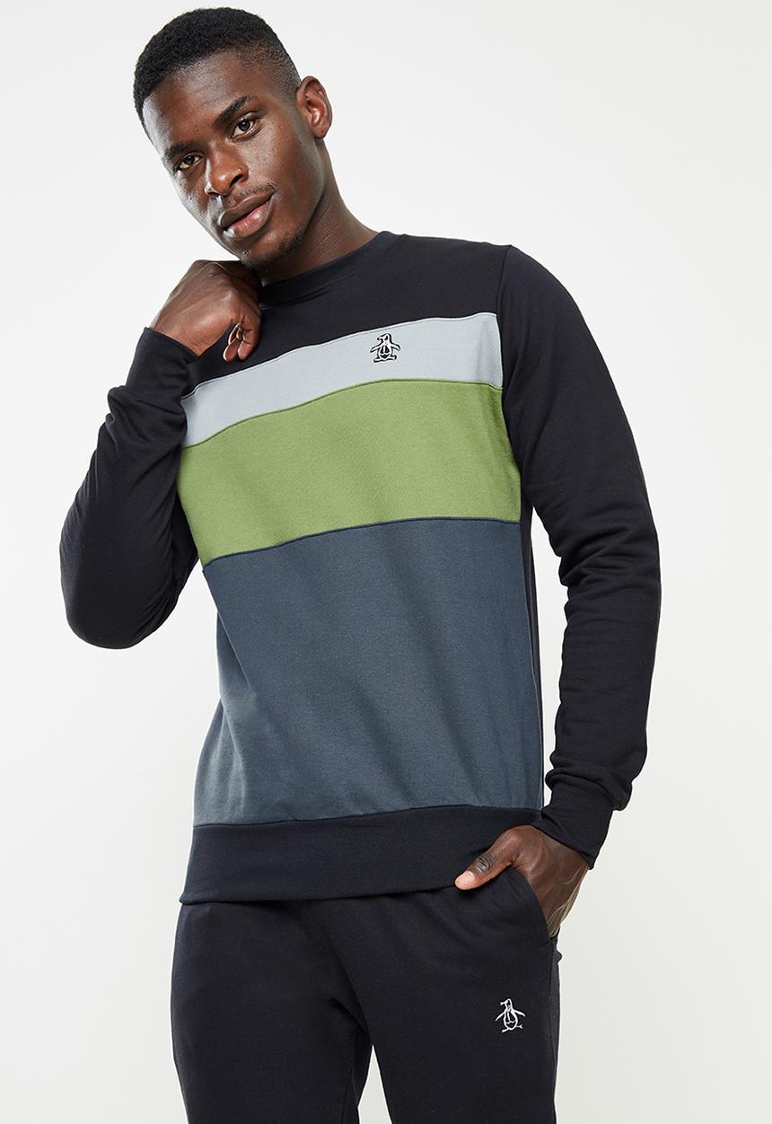 Original Penguin - Penguin colour block sweat -black