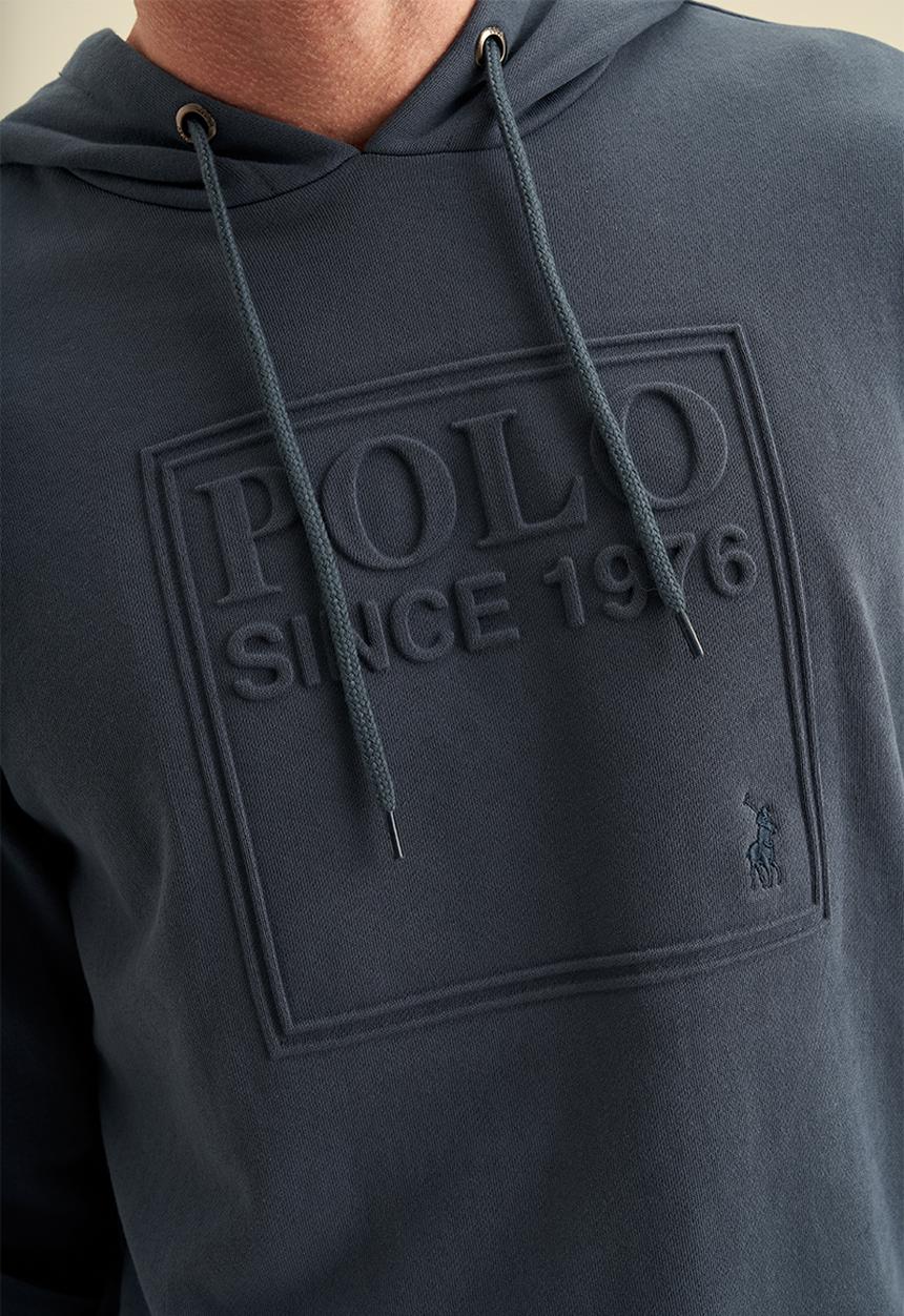 POLO - Hooded Embossed Sweatshirt - Blue
