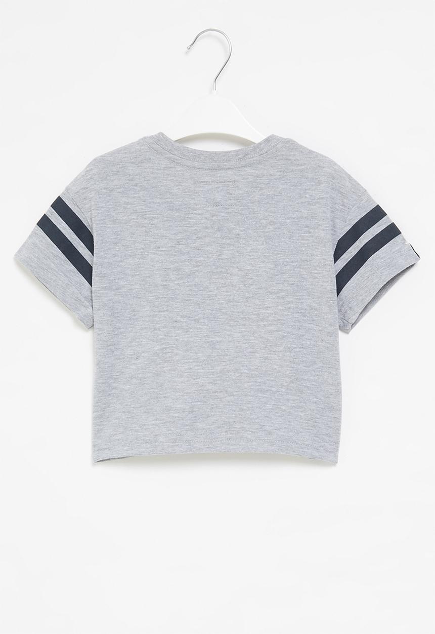 Aca Joe - Aca joe embroidered applique cropped baseball tee - grey