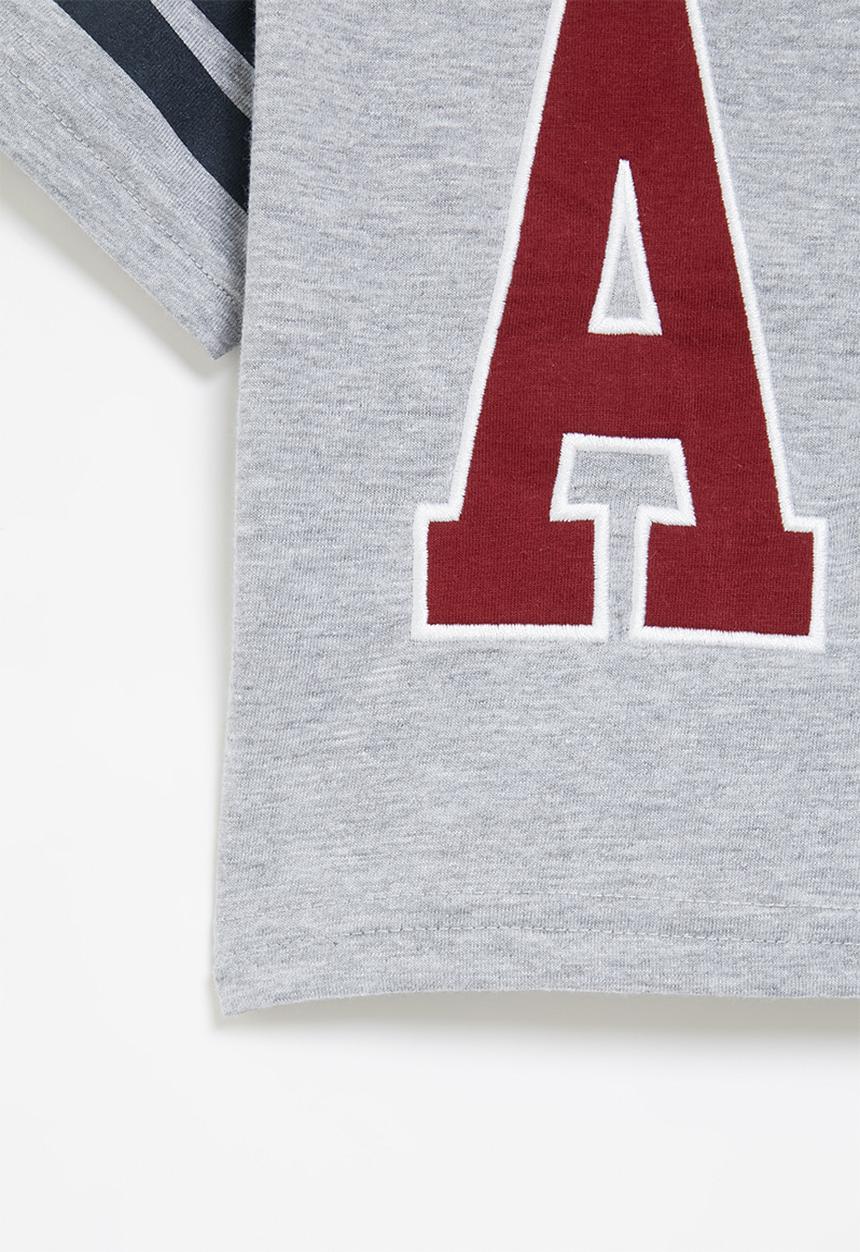 Aca Joe - Aca joe embroidered applique cropped baseball tee - grey